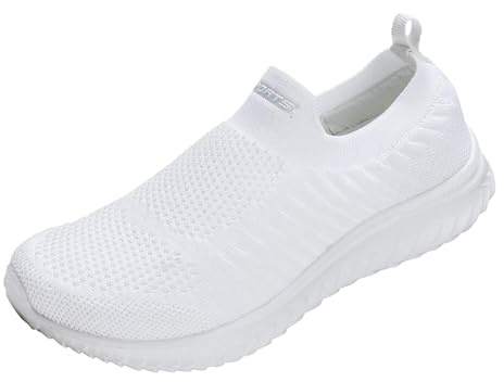 liangp Zapatillas deportivas transpirables para hombre y mujer, zapatillas ligeras para caminar 97, zapatos para diabéticos para hombre, Blanco, 46 EU