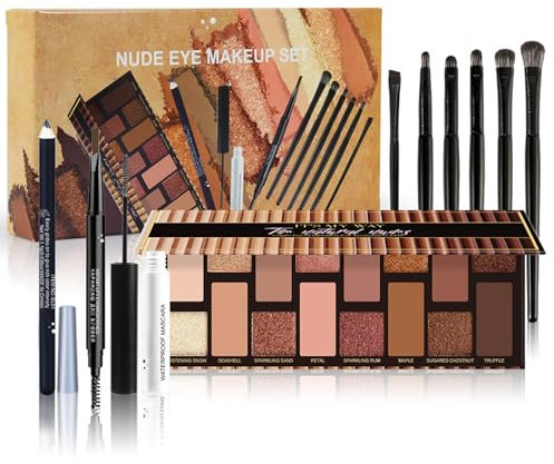 WishesMar Coffret Maquillage avec Palette de Fards à Paupières Crayon Eyeliner Crayon à Sourcils et Mascara - Ensemble de Maquillage Tout-en-un Set de Cosmétique Complet pour Yeux