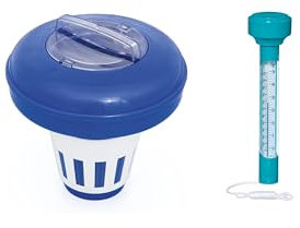 Bestway Flowclear | Dosierschwimmer Thermo-Set | 16,5 cm Ø | schwimmendes Poolthermometer | Einfache Überwachung der Wasserthemeratur | Poolwasser sauber und kristallklar