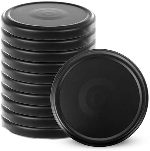KADAX Skruvlock fi82 mm, twist-off-lockset av metall, reservlock för konserveringsburkar, lock med 6 snäpptänder för fallburkar och konserveringsburkar (matt svart, 10 stycken)
