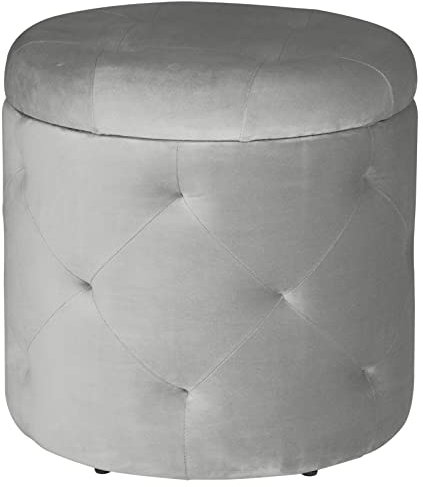 BOSHYUM Fußhocker Rundhocker Sitzhocker Samt Pouf Aufbewahrungsbox mit Stauraum Sitztruhe Abnehmbarer Deckel 39,5x39,5x40cm Fußbank Fußstütze Fußhocker