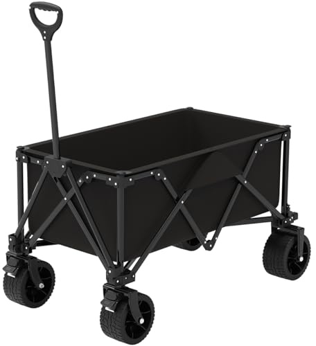 GT Garden Chariot de Transport Pliable Noir avec Roues Tout Terrain