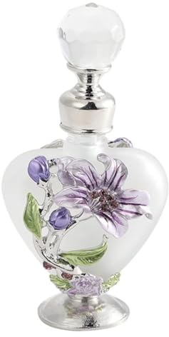 XINRUI Botella de Perfume de Vidrio Vintage, Botella Decorativa rellenable de 10 ml con diseño Floral, Elegante Recipiente for aceites Esenciales for Viajes, decoración del hogar