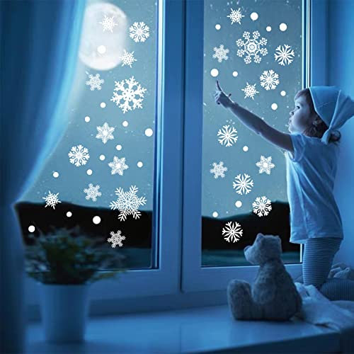 WandSticker4U®- 120 tlg. Set Fensterbilder Weihnachten selbstklebend SCHNEEFLOCKEN weiß I Weihnachtsdeko Fenster Aufkleber Winter Fenstersticker Kinderzimmer wiederverwendbar