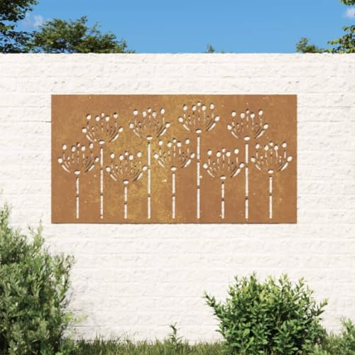 Arredamento, Opere d'Arte, Poster, Stampe & Arte VisivaGiardino Decorazione Parete 105x55 cm Corten Steel Flower Design