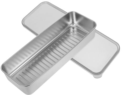 Cabilock Stainless Steel Bacon Storage Container Lid 27x10x5cm Airtight Food Preservation Box for Refrigerator for Meat and Produce Storage