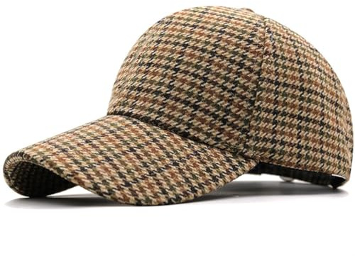 Xilery Dam herr snygg tweed rutig ullblandning baseballkeps lastbilskeps vardaglig pappa hatt, Färg 1, One Size-M