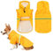 Amexo Hunderegenmantel mit Reflektierenden Streifen Wasserdichter Hundemantel mit Kapuze Verstellbare Regenjacke mit Kragenloch für Kleine Mittelgroße und Große Hunde (S)