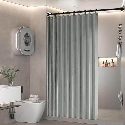 BOYOUTH Tende da doccia pieghevoli pesanti a fisarmonica, in tessuto impermeabile, divisorie plissettate per la privacy, per bagno, vasche da bagno, hotel, spa, colore: grigio chiaro, 111,8 x 195,6 cm