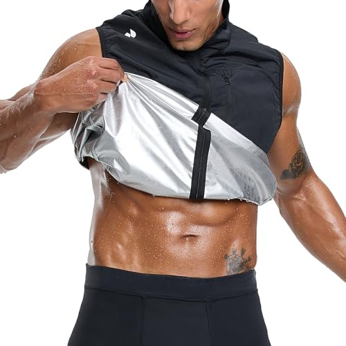 HOTSUIT Gilet de Sudation pour Homme Vêtement de Sudation débardeur avec fermeture éclair complète pour Fitness amincissant Corset Sauna pour perte du poids Noir M