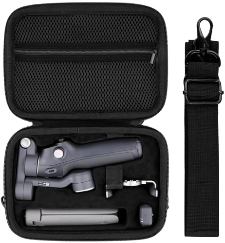 co2CREA Osmo Mobile 8/7P/7 Gimbal Stabilizer Hard Case - Waterproof Travel Storage Box with Custom Foam Insert & Mesh Pocket for DJI OM Mobile 7P Smartphone Gimbal, Accessories, Cables (Black Case)