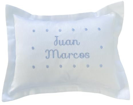 Pillow Baby, boy, Girl, Hand Embroidered Baby Name Pillow, Monogrammed, New Parents Gift, Baby Cotton Pillow, Personalized Cotton Pillow, Newborn Gift, Grandma's Gift (Blue)