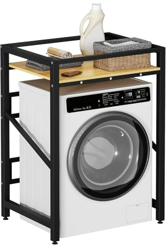Tuelaly Washer Dryer Stack Stands, Durability Adjustable Design Anti-shake Space Saving Heavy Duty Height Adjustable Washer Dryer Stand Washer Shelf for Bathroom