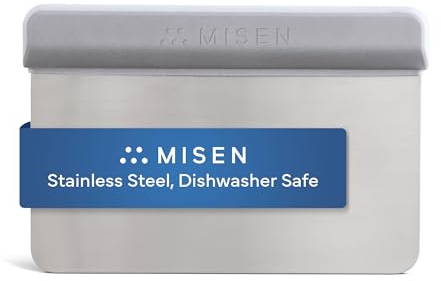 Misen Stainless Steel Bench Scraper - Versatile Food Scraper with Walnut Handle - Ideal for Kitchen, Pastry & Dough - Durable Cutting Board Scraper Tool - Effortless Transfer into Pots & Pans - Gray