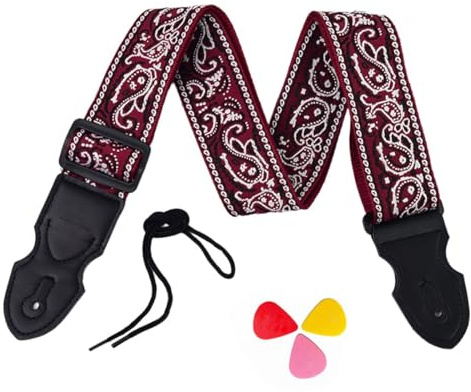 COYUN Correa Guitarra Eléctrica, Correa Guitarra Acústica, Guitar Strap De Algodón, Bohemia Bordado De Las Vintage Correas De Guitar, Con 3 Púas De Guitar, Para Bajo Guitarra, Eléctrica, Acústica