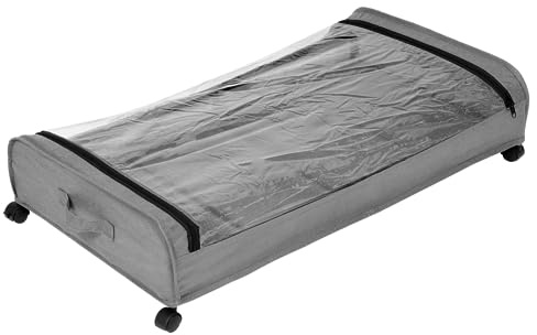 LABRIMP Carrito de Ropa con Ruedas para Almacenamiento Debajo Cama, Estructura de Hierro con Tapa de Tejido, Gran Capacidad y Fácil de Mover para Espacio bajo Cama