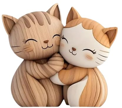 Schreibtischdekoration aus Holz, 2D-Paar für Katzen, Tierfigur, niedliche Katzenliebhaber, Akzent, Regal für Zuhause, Eingangsbereich