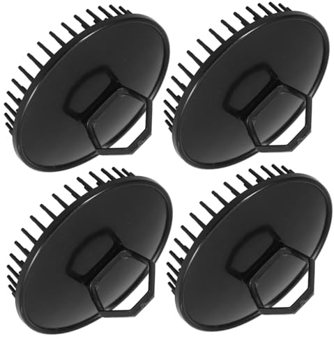 LOLIPPYY Cepillo Masajeador Cuero Cabelludo Caspa, 4 Piezas de Pe Negro Limpieza Profunda y Diseño Fácil de Agarrar para Uso en Cabello y Cuero Cabelludo