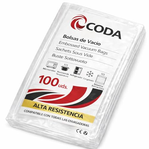 100 Bolsas envasado al vacío - Envio 24 h - 250 x 350 mm - Fácil envasado - Compatible con todo tipo de envasadoras | Sin BPA ni ftalatos | Bolsas para envasar alimentos (250x350)