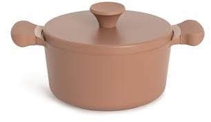 CREATE/POT STUDIO/Olla de aluminio de Ø20cm con revestimiento cerámico moca/Antiadherente, apta para todo tipo de cocinas, resistente y duradera, fácil de limpiar, libre de PFOA