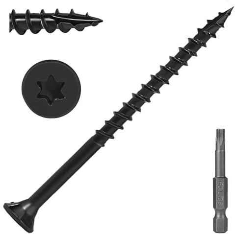 40Pcs #10x3 Heavy-Duty Black Decking Screws, Outdoor Torx Drive Wood Screws with Rust Resistant Coating, T25 Torx Bit, for Timber Fence Deck