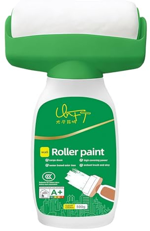 MEOAlBkey White Paint for Walls and Ceilings, Quick Dry Touch Up Paint Roller Set Covers Stains Scratches All-in-One Wall Repair Kit with Roller Brush for Indoor Use
