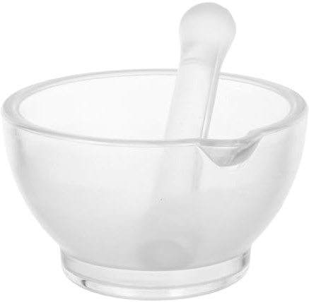 BESPORTBLE Mortero y Mano de Vidrio de G 8 Oz para Laboratorio y Farmacia Mini Mortero Transparente de 90 MM Molinillo Multifuncional para Moler Medicinales Especias y Ajo
