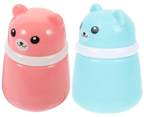 MUELODSIC Estuche para Borlas de Polvos de Talco para Bebés 2 Unidades Rosa y Azul Caja Portátil de Esponjas Extra Gruesas Resistente y Práctica para Cuidado Piel Infantil en Viajes y