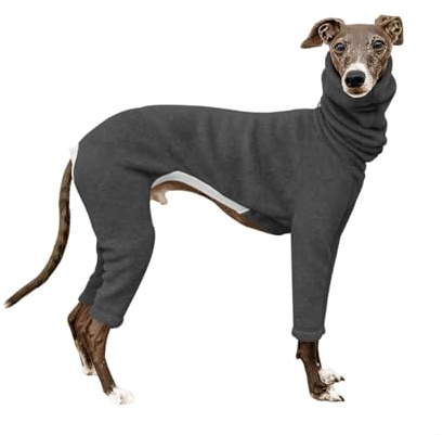 Tröja Polotröja Italiensk Greyhound Kläder Enfärgad Whippet Jumpsuit Hög Hals Långärmad Varm Fyrbent Hundpyjamas Onesie Coat(Grey,Small)