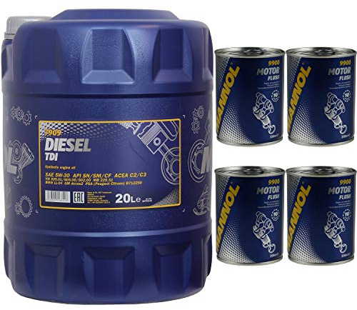 20L MANNOL Diesel TDI 5W-30 API SN/CF Öl MN7909-20 Motorspülung Motor Flush