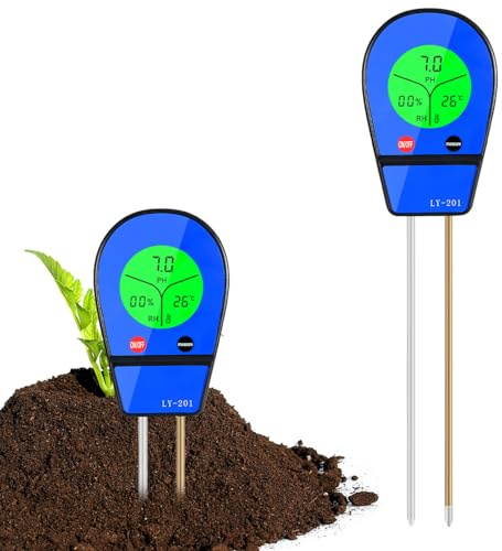 PUTAII Bodentester Digitales, 3 in 1 Bodenmessgerät PH-Messer Feuchtigkeit Fruchtbarkei Feuchtigkeitsmessgerät Dual-Probe-System mit LCD-Display für Pflanzen Gartenarbeit Rasen Garten Landwirtschaft