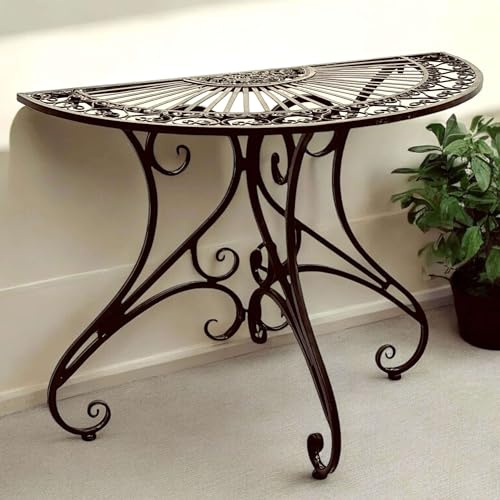 Denk Wandtisch Halbrund Tisch Metall Braun Beistelltisch Wand 90 cm Vigo 19511 Wandkonsole