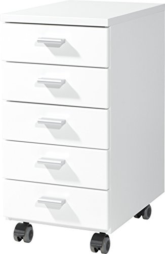 Germania Rollcontainer 4099-84 mit 5 Schubkästen, in Weiß, 28 x 57 x 40 cm (BxHxT)