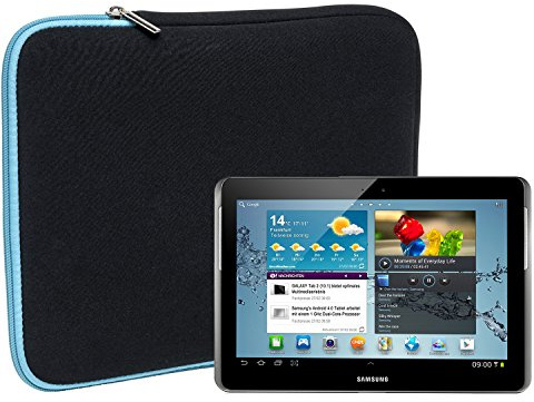 Slabo Tablet Tasche Schutzhülle für Samsung Galaxy Tab 2 10.1 (Wi-Fi) GT-P5110 Hülle Etui Case Phablet aus Neopren – TÜRKIS/SCHWARZ
