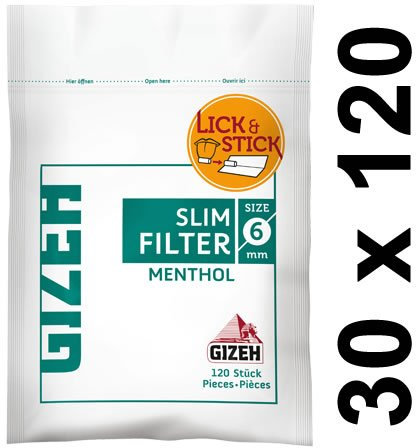 Gizeh Menthol Slimfilter 6mm (30x120) Slim Filter Drehfilter Eindrehfilter