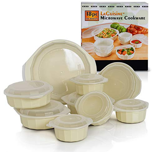 LaCuisine 18 Piece Microwave Cookware Set, White