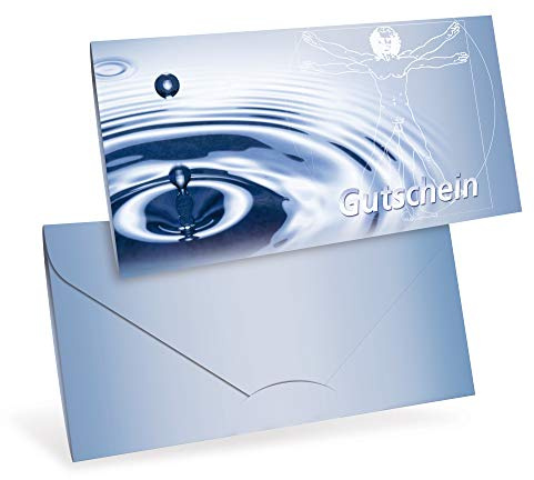 Gutscheinkarten (10 Stück) - Geschenkgutscheine für Physiotherapie, Sport, Wellness - DIN lang Faltkarte verschließbar, blanko Vordruck zum Eintragen der Werte