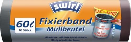 Swirl Müllbeutel 60l mit Fixierband anthrazit VE=10 Stück