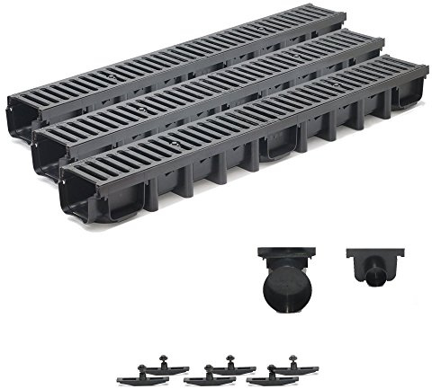 3m Entwässerungsrinne Belastungsklasse C250, 98mm Gußrost komplett SET