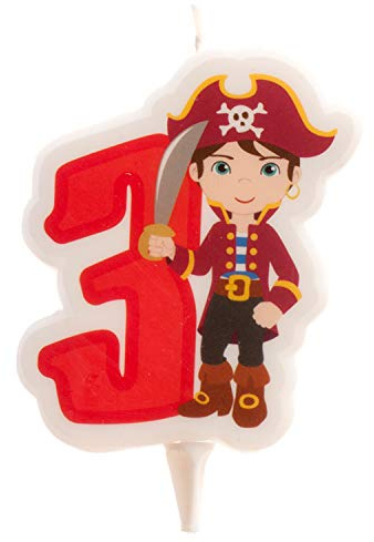 Dekora - 2D Pirate Birthday Candle for Children's Cakes - Number 3