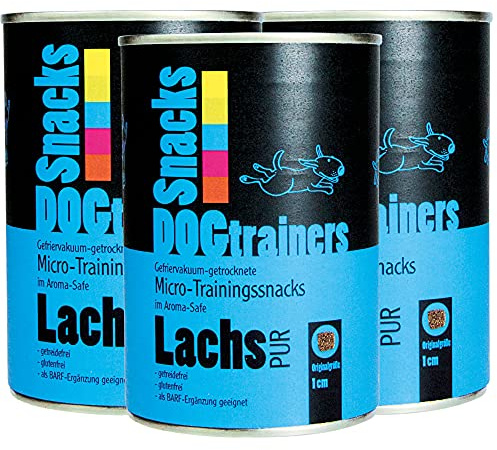 Schecker Hundeleckerli - DOGTRAINERS Lachs PUR - Micro Trainingssnacks - getreidefrei - 3 x 110 g - als Barf-Ergänzung geeignet