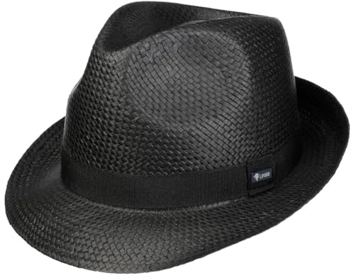 Lipodo Black City Trilby Strohhut Ripsband Made in Italy Herren Damen Sommer Winter