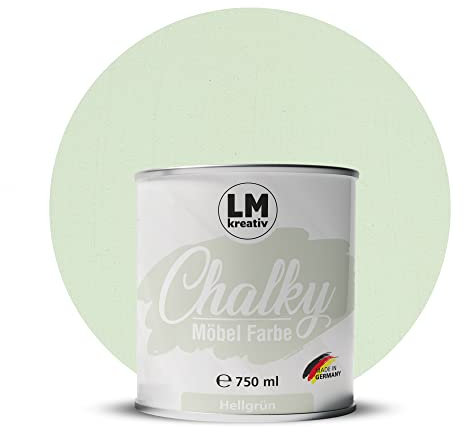 Chalky Möbelfarbe Kreidefarbe für Möbel 750 ml / 1,05 kg (Hellgrün), matt finish In- & Outdoor Kreide-Farbe für Shabby-Chic, Vintage Look, Landhaus Stil Möbel streichen
