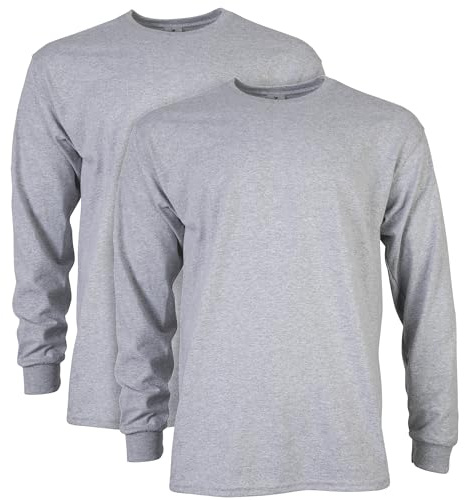 Gildan Men's Ultra Cotton Long Sleeve T-Shirt, Style G2400, Multipack, Sport Grey (2-Pack), Medium