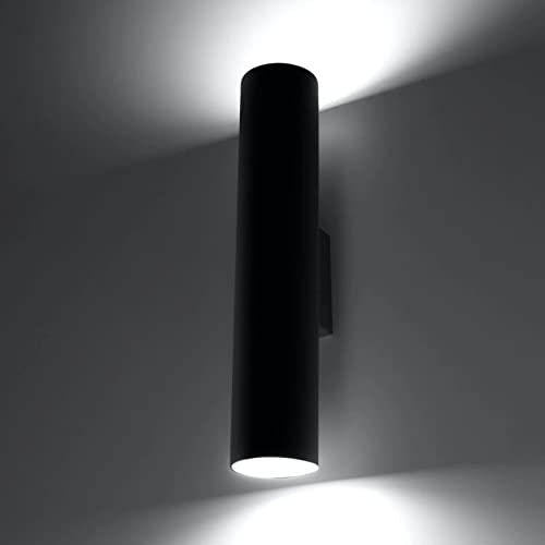 famlights Brian Wandleuchte aus Stahl in Schwarz, 2 x GU10-Fassung, Höhe: 30 cm | Wandlampe modern, ideal für Wohnzimmer, Esszimmer, Schlafzimmer | Uplight & Downlight