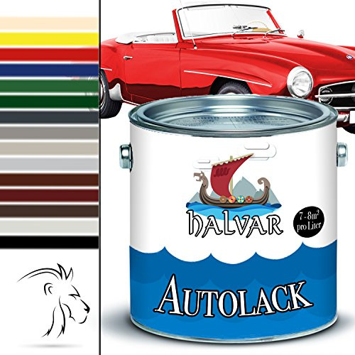 Halvar skandinavischer 2-K Autolack GLÄNZEND Decklack - Schnelltrocknend - hochwasserbeständig - abriebbeständig - kratz- und schlagfest - Wunschfarbton möglich! (Schwarz RAL 9005, 1 L)