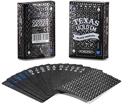 GOODS+GADGETS Pokerkarten - langlebige Spielkarten aus PVC Kunststoff, Poker Karten wasserfest, Knickfest (Schwarz)