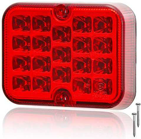 AGRISHOP 1piece 12/24V LED Fog Light Trailer Rear Red,19 leds LED Fog Lamps Waterproof Led Fog Light for Car RV Caravan Tractor Truck Van Lorry E-mark