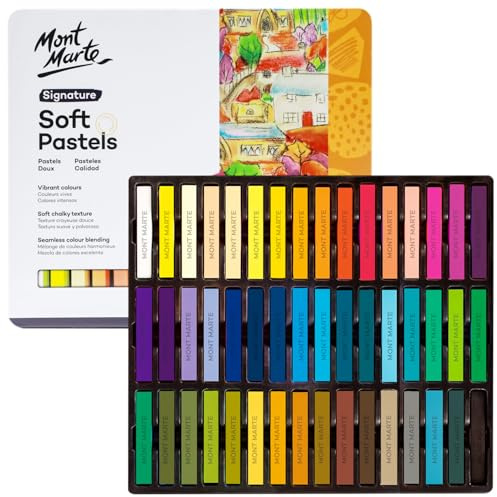 Mont Marte Weiche Pastellkreiden in Blechdose, 48 Stück, lebendige Pastellstäbchen, tolle Mischung, kommt in Aufbewahrungsbox, ideal für Kunst, Handwerk, Ausmalen