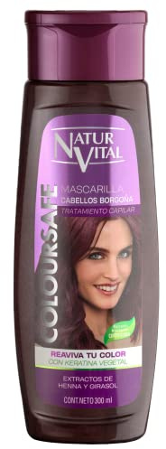 NaturVital Burgundy for Red Hair Refresher Coloursafe Hair Mask 300 ml. No Parabens,Organic Certified Extract